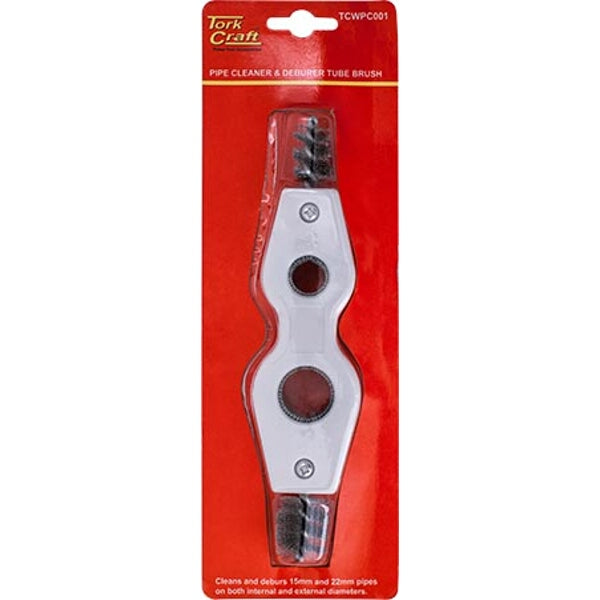 Tork Craft Pipe Cleaner & Deburrer Tube Brush 15mm 22mm - Internal External Pipe Cleaning Tool