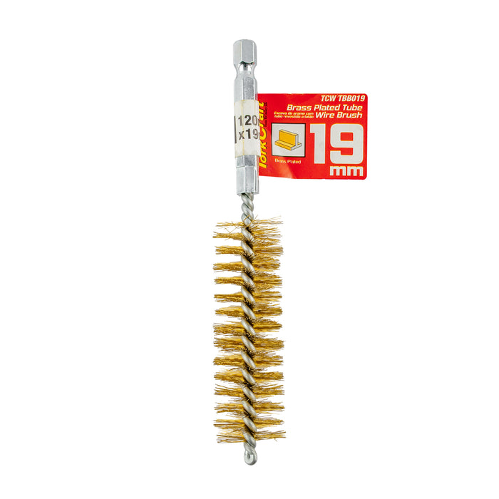 Tork Craft Tube Brush 19 Mm X 120 Mm Brass Wire 6,35 Mm Hex Shank Tcw Tbb019