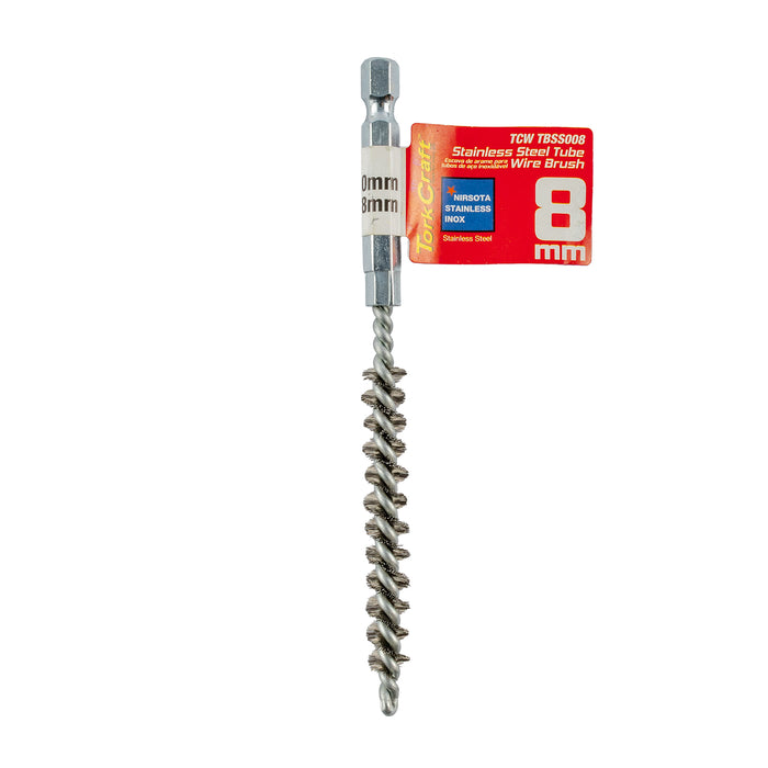 Tork Craft Tube Brush 8 Mm X 120 Mm Stainless Steel 6,35 Mm Hex Shank Tcw Tbss008