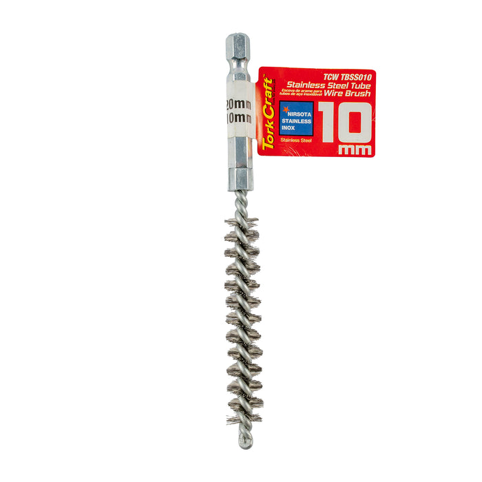 Tork Craft Tube Brush 10 Mm X 120 Mm Stainless Steel 6,35 Mm Hex Shank Tcw Tbss010