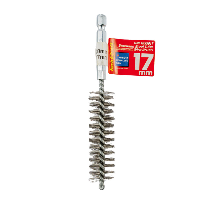 Tork Craft Tube Brush 17 Mm X 120 Mm Stainless Steel 6,35 Mm Hex Shank Tcw Tbss017