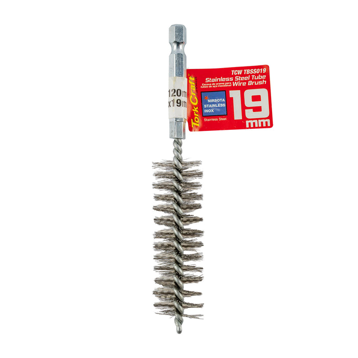 Tork Craft Tube Brush 19 Mm X 120 Mm Stainless Steel 6,35 Mm Hex Shank Tcw Tbss019