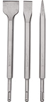 Tork Craft SDS Plus Chisel Set: Pointed, 20mm Flat, and 40mm Flat Chisels for Demolition and Construction.