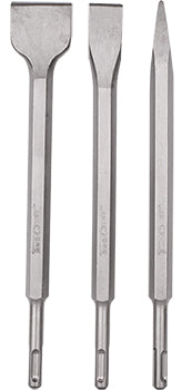Tork Craft SDS Plus Chisel Set: Pointed, 20mm Flat, and 40mm Flat Chisels for Demolition and Construction.