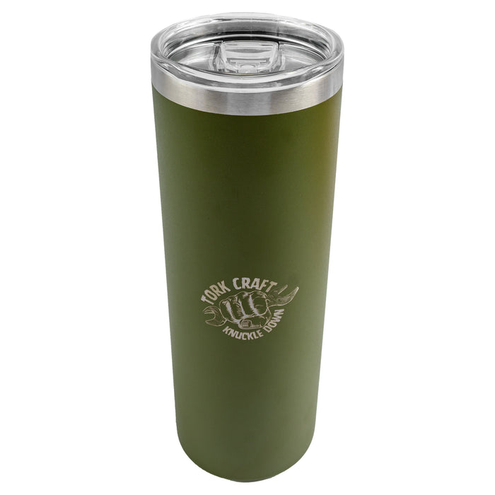 Tork Craft Stainless Steel Skinny Tumbler Camo Green with Straw