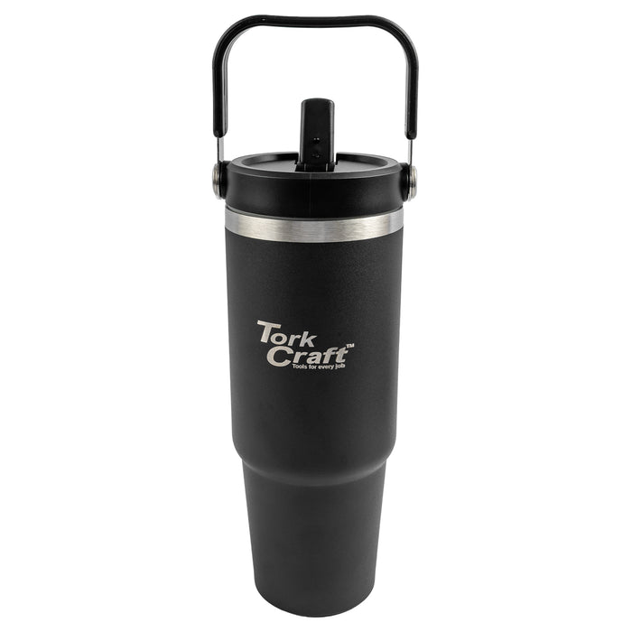 Tork Craft Tork Craft Stainless Steel Travel Tumbler C/W Straw Charcoal 800 Ml Tc Merch004