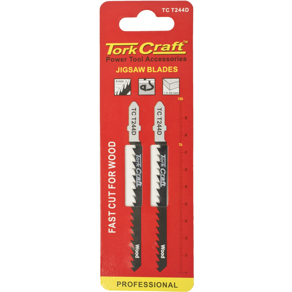 Tork Craft T Shank Jigsaw Blade Fast Cut For Wood 4 Mm 6 Tpi 2 Pc Tc T244 D 2