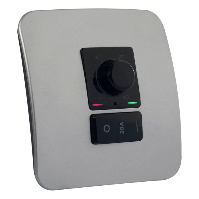Major Tech 13A Rotary Thermo with 20A DP  Switch BK/SV (100mmx100mm)  THERMO2BSV