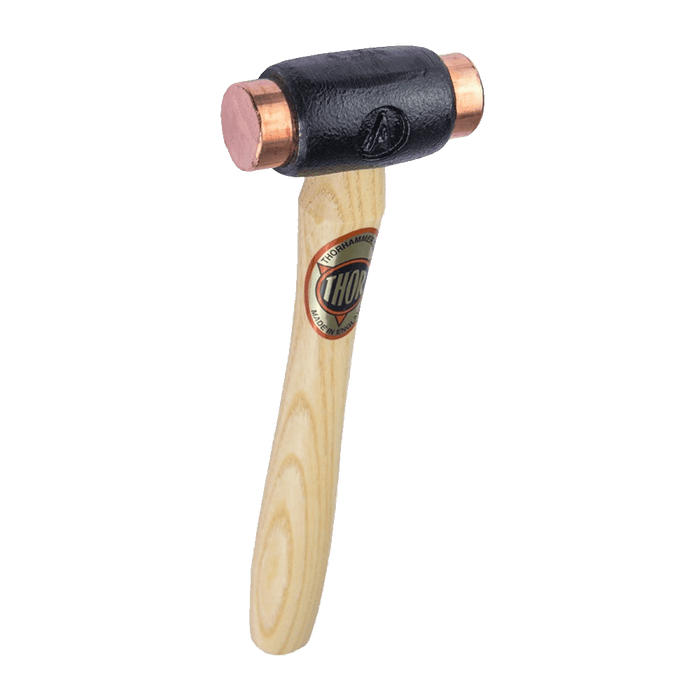 Thor Copper Rawhide Hammer: Durable Hammer with Copper Faces and Wooden Handle, close up