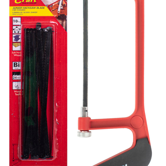TorkCraft Junior Hacksaw 150mm with 10 Blades - Compact Cutting Tool