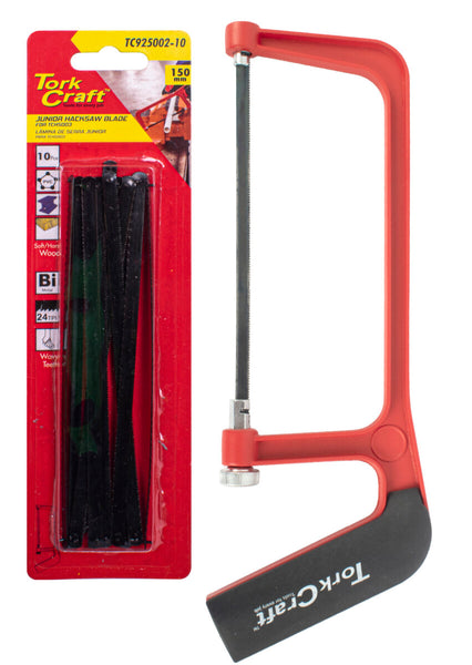 TorkCraft Junior Hacksaw 150mm with 10 Blades - Compact Cutting Tool