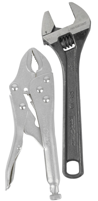 Locking Pliers 170mm & Adjustable Wrench 150mm Set. Heavy Duty Hand Tools for DIY & Professional Use.
