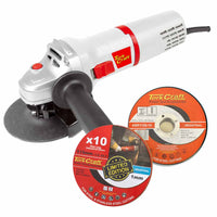 Tork Craft Angle Grinder 115mm with Cutting Discs Promo Kit. Power tool for cutting metal and steel, 115mm size.