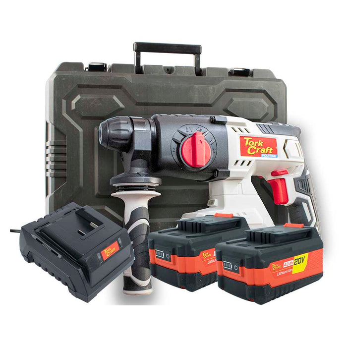 Tork Craft 20V SDS Rotary Hammer Drill Kit: 2 Batteries, Charger, Case - Buy at chavda.com!