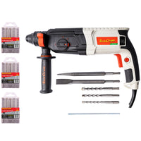 Tork Craft 800W SDS Rotary Hammer Kit with 3 x 5pc Drill Bit Sets - Powerful Drilling and Chiseling