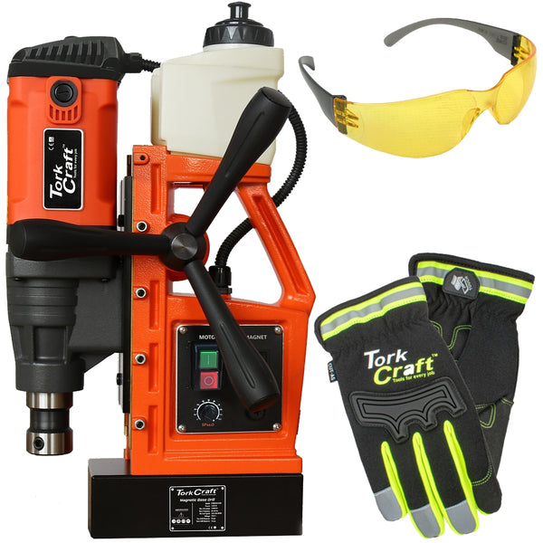 Tork Craft Magnetic Base Drill, Gloves, and Eyewear Set