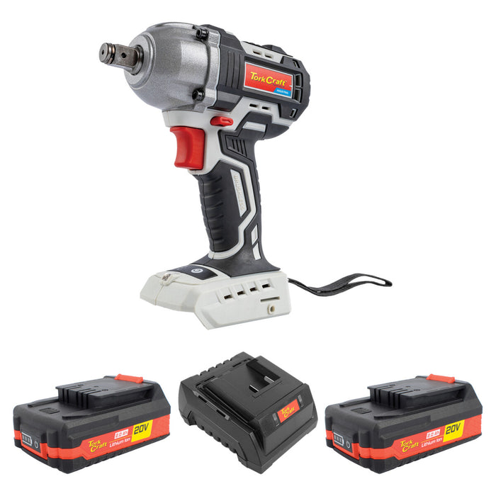 Tork Craft 20V Impact Wrench IW450 450NM with 2 Batteries & Charger Kit