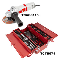 Tork Craft Angle Grinder 115 Mm & Cantilever Tool Box 71 Pc Combo Torkit060