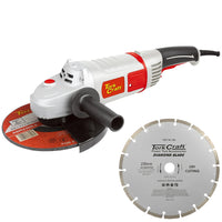 Tork Craft 230mm Angle Grinder TCAG0230 with DB3 Segmented Diamond Blade for Dry Cutting