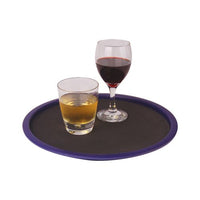 Tuff Tray round tray with drinks: non-slip bar serving tray for wine and whiskey.