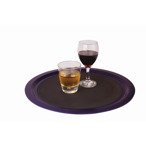 Tuff Tray Round Non-Slip Tray with Whiskey and Red Wine Glasses
