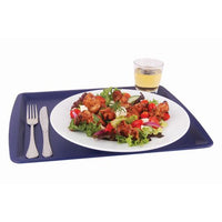 Rectangular Non-Slip Food Tray - TTR3306 - Black Tray with Salad and Drink - Restaurant & Catering Supplies | chavda.com
