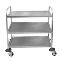 Stainless Steel Tea Trolley - 3 Shelf Service Cart on Wheels - 910x850x540mm