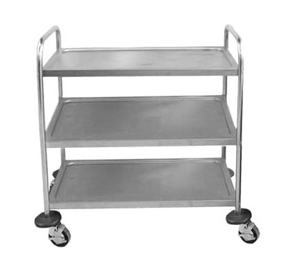 Stainless Steel Tea Trolley - 3 Shelf Service Cart on Wheels - 910x850x540mm