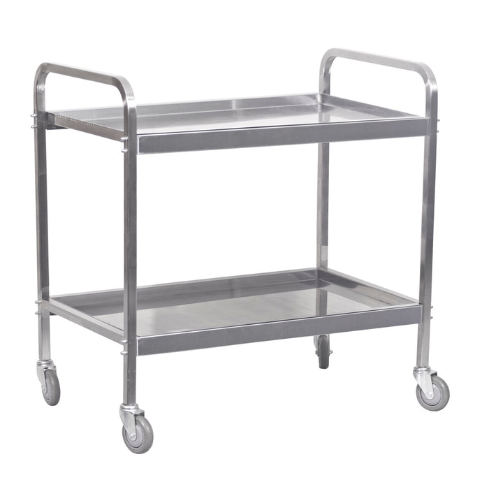 Stainless Steel Tea Trolley - Heavy Duty 2-Shelf Catering Cart. Chavda TTS1002