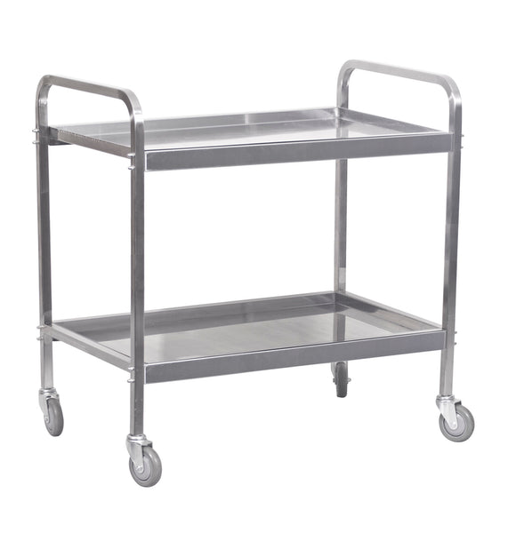 Stainless Steel Tea Trolley - Heavy Duty 2-Shelf Catering Cart. Chavda TTS1002