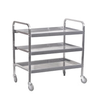 Heavy Duty Stainless Steel Tea Trolley - 3 Shelf Serving Cart for Catering - 930x905x560mm