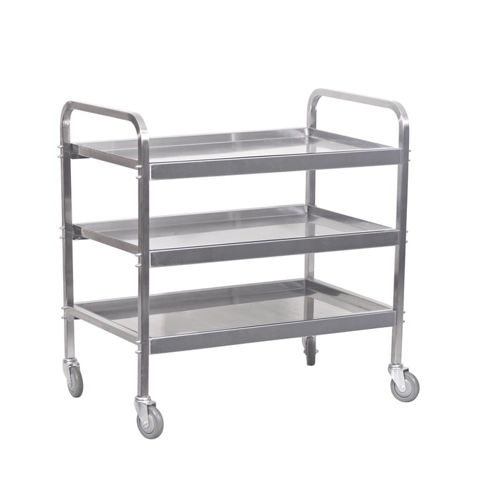 Heavy Duty Stainless Steel Tea Trolley - 3 Shelf Serving Cart for Catering - 930x905x560mm