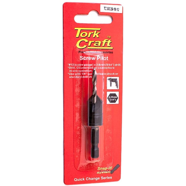 TorkCraft Screw Pilot #12 Screw Gauge Countersink Drill Bit - Drill and Countersink in One Step