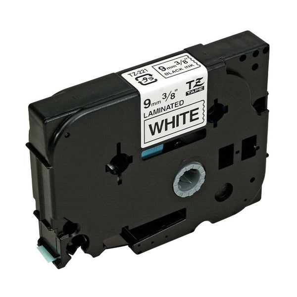HellermannTyton : Brother TZ Label Tape 9mm x 8.0M  on White - (TZ221)