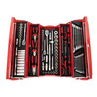 TorkCraft Red Mechanics Tool Box 172-Piece Set Open, Wrenches, Sockets, Pliers 