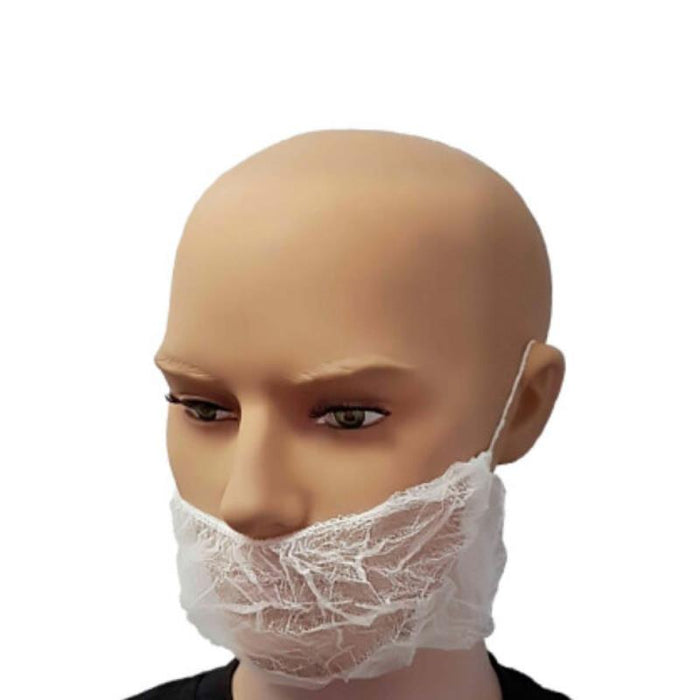 Disposable White Beard Cover, Pack of 100 - UDC0003 | Hygienic Facial Hair Protection for Food Service & Labs