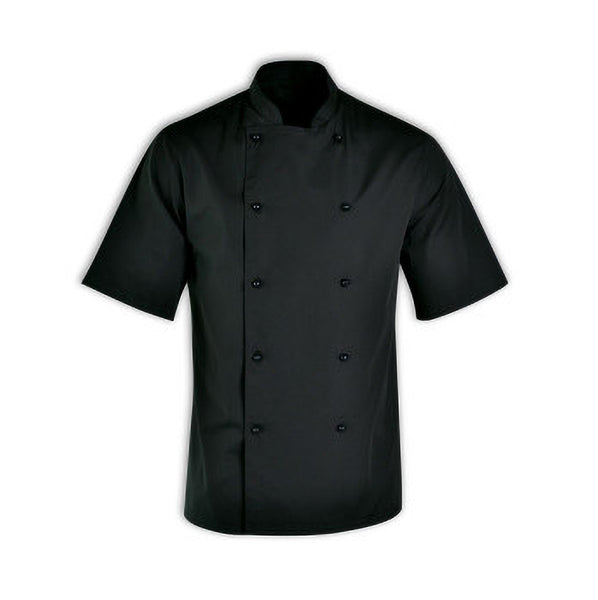 Black Chef Jacket Short Sleeve - X Small - Chef Uniform for Kitchen, Restaurant, Catering. Professional Cook Apparel.
