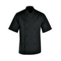 Black Chef Jacket, Short Sleeve, Small Size, Basic Chef Uniform, Restaurant Apparel, Chef Equip UNI7021
