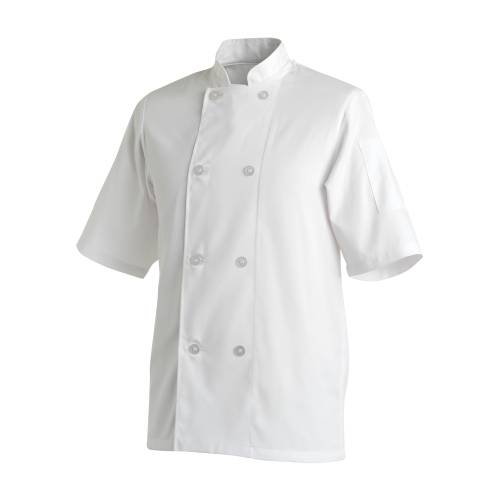 Chef Uniform Jacket Basic White Short Sleeve | Chef Equip, Medium | Kitchen Apparel