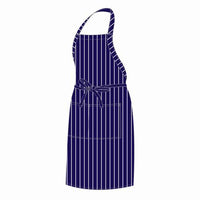 CHEF EQUIP Butcher Apron Blue Stripe: Durable Poly-Cotton Bib Apron for Chefs, Butchers. UNI4017