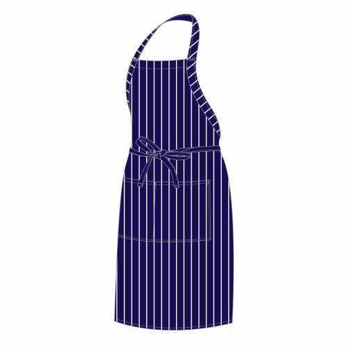 CHEF EQUIP Butcher Apron Blue Stripe: Durable Poly-Cotton Bib Apron for Chefs, Butchers. UNI4017