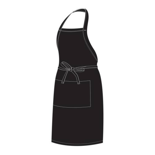 CHEF EQUIP Chefs Uniform - Full Bib Black Apron - UNI4018