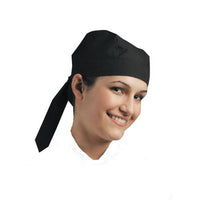 CHEF EQUIP Chefs Uniform - Scull Cap (Tie At Back) Black - UNI5013