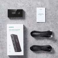 UGREEN USB 2.0 4-Port Switch Box, with 1.5m USB Cables