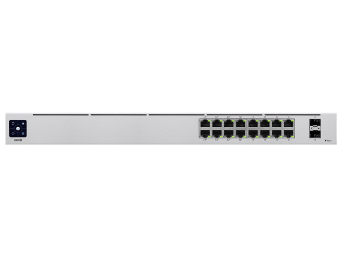 Ubiquiti UniFi USW-16-POE 16-Port Gigabit Switch with 8 PoE, 2 SFP Ports. See it in detail!