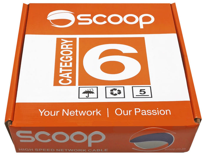 Scoop 100m Box Cat6 CCA Grey UTP Cable - UTP-6100C