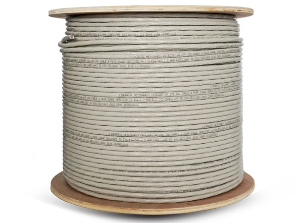 Linkbasic Cat6A UTP Cable - 305M Drum - Solid Grey Ethernet Networking Cable - High-Speed Data Transmission