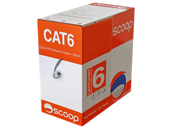 Scoop 305m Box Cat6 CCA Grey UTP Cable - UTP-6305C