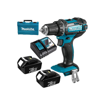 Makita Cordless Impact Driver Drill Kit /  DHP482Z Impact Driver Drill, 2x 3.0Ah Batteries, 1x DC18RC - DHP482RFE
