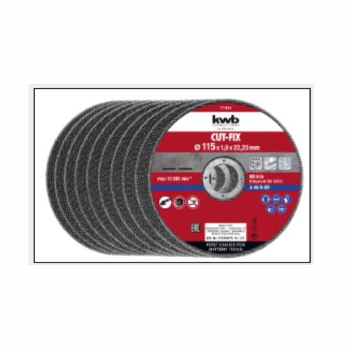KWB Cut-Fix 115x1.0x22.23mm Metal Cutting Discs | Thin Cut-Off Wheels